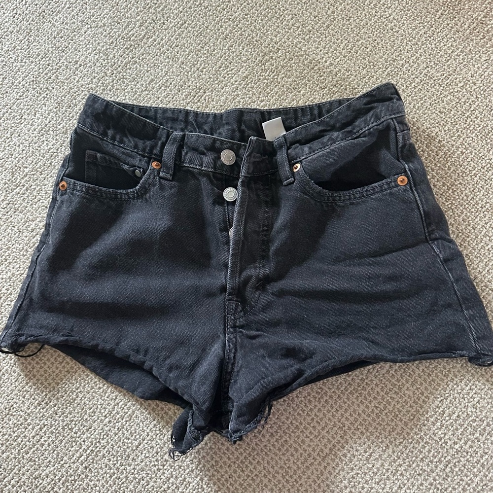 & Denim Black High Waste Vintage Shorts